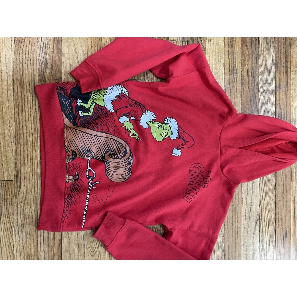 Grinchmas Big Kids Hoodie Red & Green Ugly Christmas Sweater Size L (10/12)